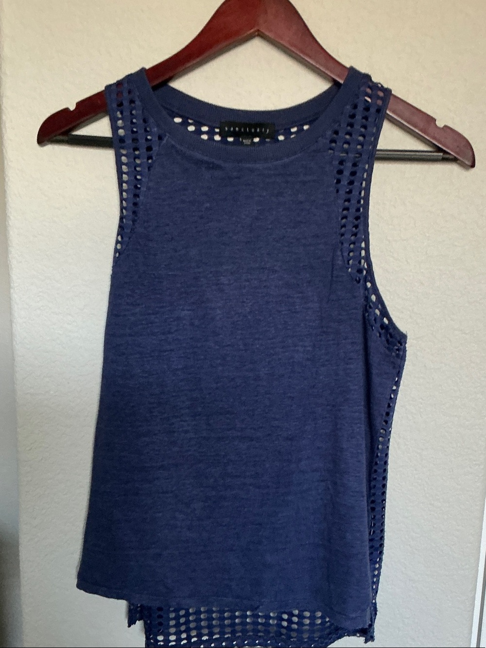 Sanctuary Linen Open-Knit Eyelet Racerback Tank Top
